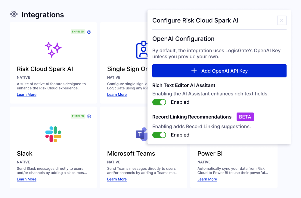 Configure Risk Cloud Spark AI
