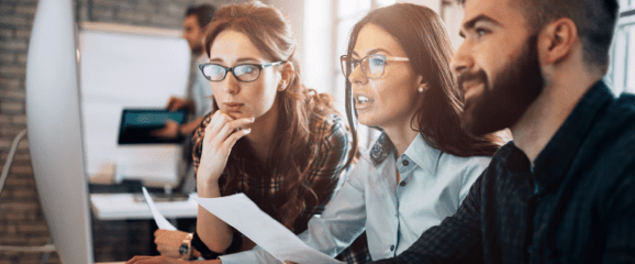 Vendors assessing risk on desktop screen