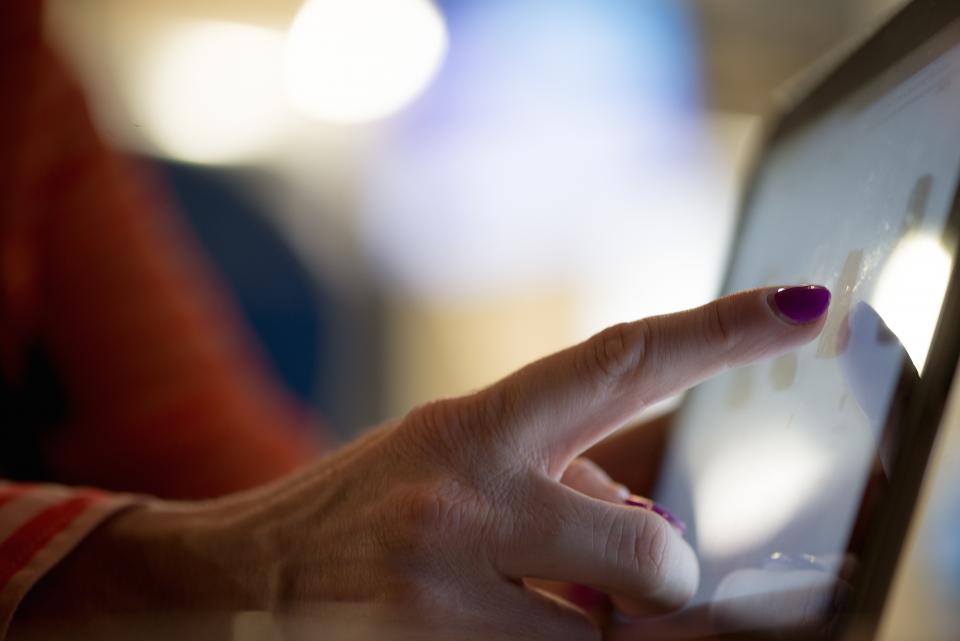 Person using touchscreen device