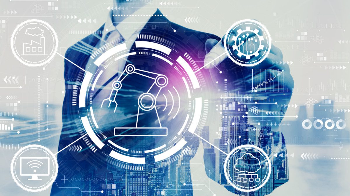 Smart industry concept with businessman
