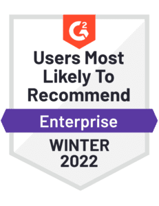 G2 Winter 2022 Badge - Users Most Likely to Recommend