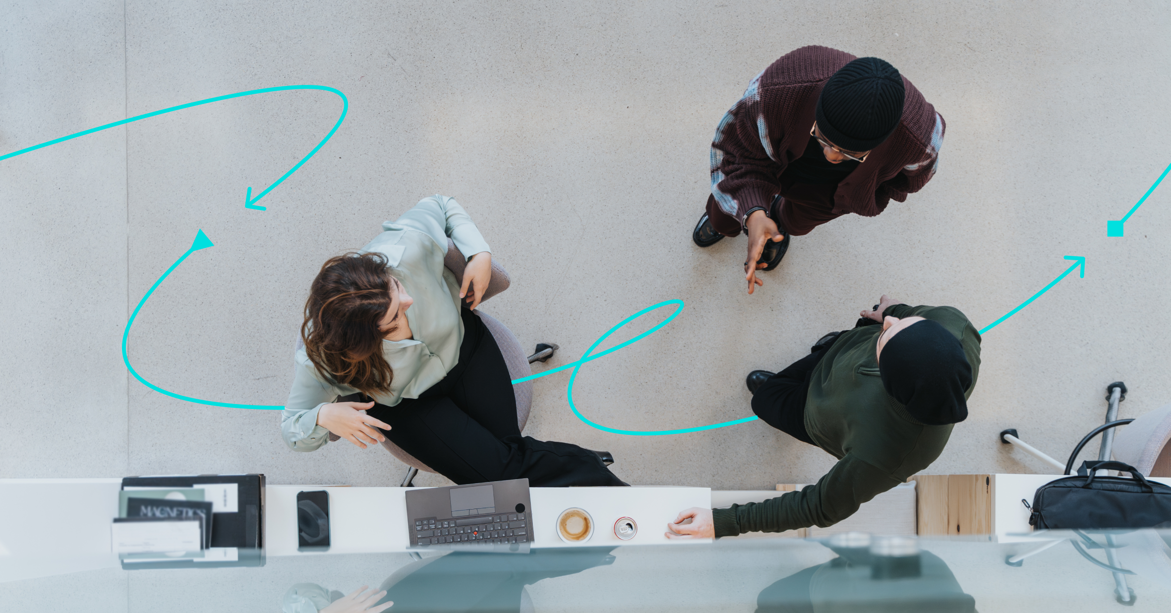 Photo showing colleagues collaborating in the office.